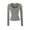 Moda Otoño e Invierno Suéteres de Punto Ajustados, Camiseta Básica Versátil de Cuello Redondo con Forro Polar y Manga Larga para Mujer