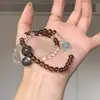 Pulsera Blanca de Cristal de Doble Capa con Cuentas de Citrino y Cuentas de Aguamarina, Estilo Unisex, Estilo Retro Chino