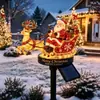 Luces solares de suelo de Papá Noel para patio exterior, césped, decoración de ambiente navideño para patio