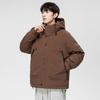 Jaqueta de Trabalho Curta Masculina de Inverno Nova Marca Fashion Cor Lisa Penugem de Pato Branca Espessada Quente Jaqueta de Penas para Homens