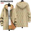 Chaqueta de Nuevo Estilo Transfronteriza con Elementos de Patrón Multicolor, Cárdigan con Cremallera y Capucha 86, Abrigo Grueso de Algodón Polar de Invierno con Forro Amarillo
