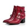 Nuevas Botas Europeas y Americanas de Primavera y Otoño Hebilla de Cinturón Retro Botas Romanas Caña Corta Botas Martin Botas de Tacón Grueso Botas de Tacón Alto Botas de Comercio Exterior X66