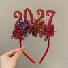2027 Faixa de Cabeça Digital Faixa de Cabeça Doce Guirlanda de Ano Novo Acessórios de Cabelo para Festa de Véspera de Ano Novo Faixa de Cabeça Brilhante Festa Infantil Festival