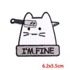 Pegatina de Tela Bordada de Gato de Dibujos Animados Parche DIY para Chaqueta de Plumas Decoración Parche Personalizado para Abrigo Roto con Cuchillo Insignia de Animal Pegatina