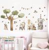Pegatinas de pared con diseño de estrellas del Zoológico de dibujos animados para habitación infantil, decoración navideña de jardín de infantes, papel tapiz autoadhesivo