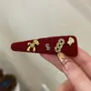 Pinza Roja de Cachemira para el Cabello con Ambiente de Año Nuevo, Sensación de Alta Gama, Pinza para Flequillo Lateral, Nuevo Estilo de Pinza para el Pelo de la Frente de la Cola de Caballo, Pinza Pequeña Bb para Cabello Fino