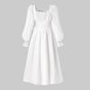 Vestido Feminino 25 Outono Novo Decote Quadrado Francês Manga Bufante Doce Temperamento Suave Cintura Saia Ampla Vestido de Princesa
