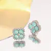 Brincos de Trevo de Quatro Folhas Florais Cravejados com Zircônias e Diamantes, Estilo Simples e Exquisito, com Toque de Luxo e Versatilidade, para Moda Transfronteiriça