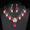 Joyería de Exportación Europea y Americana Estilo Étnico Retro Gota de Agua Piedra Preciosa Collar Cadena de Clavícula para Mujer Hoja Juego de Joyas Listo para Usar
