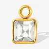 Colgante Cuadrado de Acero Inoxidable 304 con Diamantes de Vidrio Multicolor, Materiales para Accesorios DIY de Lujo Ligero de Nicho y Joyería