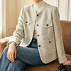 Roupas femininas, estilo Dongdaemun coreano, jaqueta de tweed fashion de alta qualidade, casaco de lã de corte solto