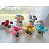 Arreglo de Flores de Hilo de Rosa con Forma de Corazón de 6 Cabezas Tejido a Crochet Hecho a Mano Decoración de Escritorio Regalo de Flor Artificial Hecha a Mano Cálido y Acogedor