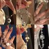 [Paquete de seis] Pulsera de nicho para mujer con diseño avanzado de costura de cuentas de camelia que combina con todo, pulsera para novias
