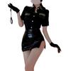Xianyi Lencería Sexy Uniforme de Aeromoza Sexy Tienda Nocturna Policía Cuero Patentado Pasión Archivo Abierto Sin Quitar talla grande 486