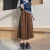 Falda plisada de lana, nuevo estilo otoño e invierno, talla grande, de cintura alta, adelgazante, falda larga de línea A, falda de invierno con dobladillo grande