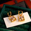 Pendientes de perlas naturales barrocas de Monet Garden para mujer, pendientes de pintura al óleo retro, recién llegados 2024, pendientes de moda de verano