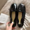 ¡En stock, se envía al instante! Bailarinas Redondas con Lazo y Tacón Oculto para Mujer, Zapatos Retro de Abuela, Slip-On de Suela Suave