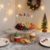 100 peças-Palitos de Frutas de Natal, Madeira, Padrão de Rena do Papai Noel, Decoração de Feriado