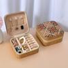 Caja de Joyería Impresa con Patrón de Corteza Transfronteriza, Caja de Almacenamiento Portátil para Viajes para Anillos, Pendientes y Aretes, Organizador de Joyería de Alta Gama para Mujeres