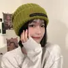 Gorro de lana para mujer, gorro de punto, nuevo estilo de invierno, ala ancha, versátil, cálido, estilo europeo y americano, forrado de polar, gorro para mujer transfronterizo