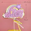 Decoración de Pastel Arcoíris Enchufe Niños Bebé Estrellas Nube Globos Feliz Cumpleaños Accesorios para Hornear Horneado