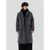 Outono Inverno 2026 Novo Casaco de Lã com Capuz Estilo Old Money Masculino de Comprimento Médio Casual Solto Outwear de Alta Qualidade na Moda