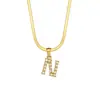 Moda Transfronteriza Europea y Americana Joyería de Collar Simple Versátil Cadena Plana de Serpiente de Acero Inoxidable Chapado en Oro de 18K Collar con Letra de Zirconia