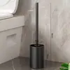 Cepillo para Inodoro de Acero Inoxidable sin Rincones Muertos, Juego de Limpieza para Inodoro Doméstico Montado en la Pared, Kit de Limpieza para Baño sin Taladro