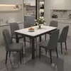 Mesa de comedor de losa de roca, diseño simple y elegante, adecuada para uso doméstico, forma rectangular, ideal para apartamentos pequeños, juego de mesa y sillas de comedor