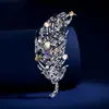 Broche de Pena Maillard Totalmente Cravejado Vintage, Alfinete Criativo de Alto Padrão para Mulheres, Acessório de Broche Fashion para Casaco