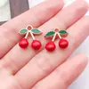 DIY Liga Metalica Artesanal Esmalte Fruta Cereja 3D Pingente Pulseira Colar Brincos Chaveiro Pequeno Ornamento Acessórios