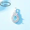Collar con Colgante Clásico de Moda con Soporte Vacío de Diamantes Completos Soporte de Collar de Cobre Soporte de Plata 925 para Incrustar Jadeíta Ovalada Artificial