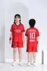 25-26 Barcelona Segundo Uniforme Número 10 Vermelho Camisa de Futebol Camisa Infantil Estampa Digital Tamanho 14-30