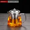 Juego de Tetera de Vidrio al por Mayor para el Hogar Resistente a Altas Temperaturas Engrosado Gran Capacidad Juego de Té Hervidor de Agua Filtro Tetera para Infusión