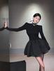 Falda de Ponte de Cuello Medio para Niña Barbie Estilo Hepburn para Mujer Cintura Ceñida Adelgazante Elegante Falda Negra Pequeña Falda de Línea A Nueva Otoño e Invierno