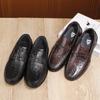 Zapatos Casuales para Hombre de Cuero de Vaca de Primera Capa, Mocasines de Moda para Hombre con Piel Genuina Grabada, Slip-On, Suela Suave