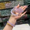 Pulseira de Calcedônia Violeta Natural, Bracelete de Ágata Branca com Veios Roxos, Pulseira de Ágata Lilás Clara Semelhante ao Gelo com Jade Lavanda