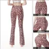 Pantalones de Yoga Acampanados Micro Estampado de Leopardo Casual Ajustados Elegantes Ceñidos que Resaltan la Cadera Pantalones de Baile Adelgazantes No Restrictivos Pantalones Largos