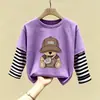 Camiseta Infantil Primavera e Outono Novo Estilo Meninos Algodão Puro Manga Longa Camada Base Roupas para Bebês e Crianças 2026 Desenho Animado Bonito Top t