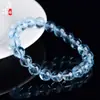 Pulsera de Topacio Azul Natural de Cristal Beibefu Pulsera de Piedra de Topacio Azul Tipo Hielo Topacio Gema Al por Mayor
