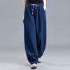 Pantalones harén de algodón de cintura alta para mujer, de talla grande, holgados, con temperamento regordete, estilo occidental, para ocio, antiedad, de color sólido, para primavera y verano, comercio exterior al por mayor