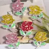 Cuentas de Aleación 3D Flor de Rosa Floreciente con Diamantes de Imitación Agujero Recto para Llavero de Abalorios, Cadena de Bolso, Accesorios al por Mayor