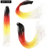 Pelucas Trenzadas de Colores Estilo Europeo y Americano, Coletas de Color Degradado, Trenzas de Espiga de Celebridades de Internet, Trenzas de Boxeadora de Tres Hebras para Discoteca