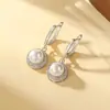 Pendientes de Perla de Cobre Ecológicos Más Vendidos Transfronterizos para Mujer, Modernos y Elegantes con un Toque de Lujo, Pendientes de Perla Incrustados con Diamantes