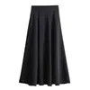 Falda Paraguas Traje para chica gordita Falda Midi Falda para Mujer Delgada Cintura Alta Adelgazante talla grande Negro Dape Forma A Cubre Carne