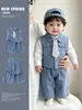 Nuevo conjunto de primavera y otoño para bebés niños, colección 2026: Conjunto de mezclilla estilo coreano, moderno y elegante para primavera y otoño, un conjunto de dos piezas