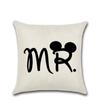 Funda de almohada abstracta moderna de lino serie pareja Día de San Valentín letra MRMRS algodón lino funda de cojín para sofá