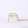 Bolso Caja Estilo Nuevo Pequeño Estilo Chanel Bolso Cosmético con Cadena Combinable Rojo Pequeña Bola Dorada Hombro Único Cruzado Cuero Bolso para Mujer