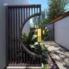 Meia-Lua de Aço Inoxidável Novo Estilo Chinês Paisagem Parede Tela em Forma de Lua Grelha de Partição de Metal para Ladrilho de Pátio de Villa