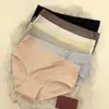 Ropa Interior de Algodón Puro para Mujer Estilo Japonés Color Sólido Entrepierna de Algodón Puro Cintura Media Simple Sin Costuras Transpirable Triángulo de Cadera para Chicas Estudiantes